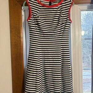 Women’s Striped Black and White Mini Dress with Pockets